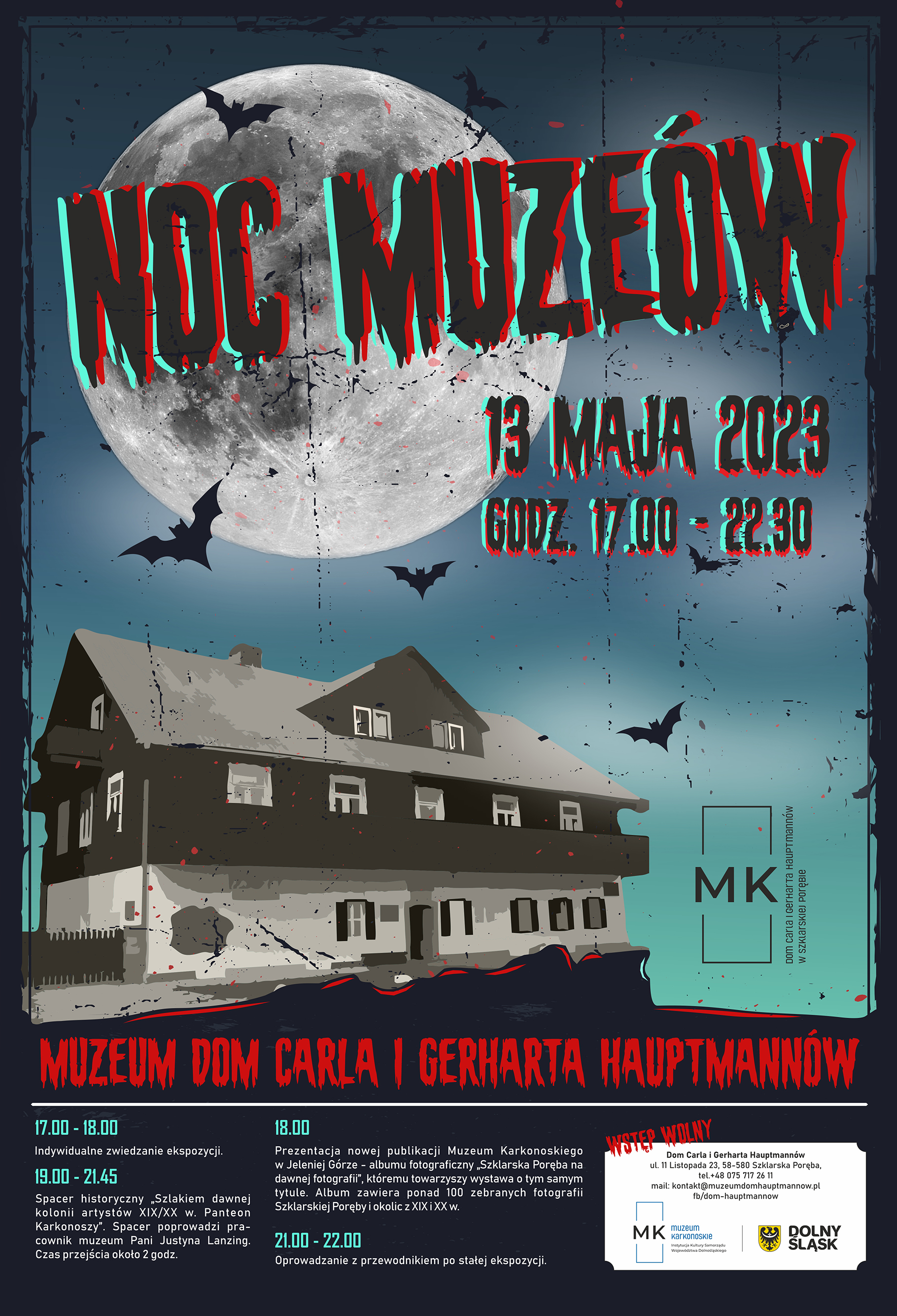 Plakat NOC MUZEÓW '23 w Domu Hauptmannów